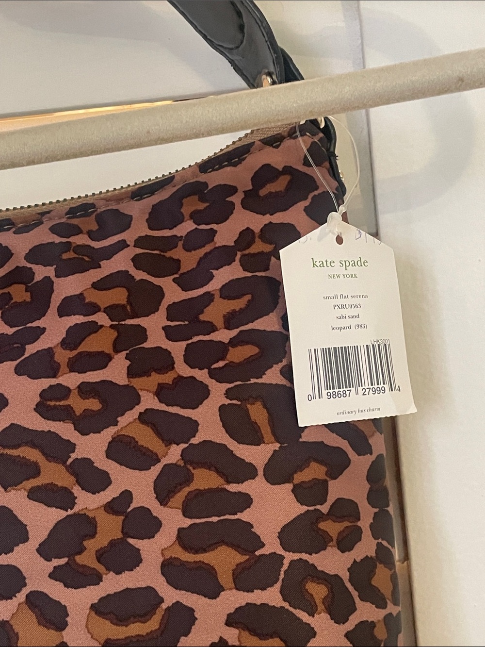 kate spade nylon  Leopard Print Bag Black Patent Leather accents Purple NWT
